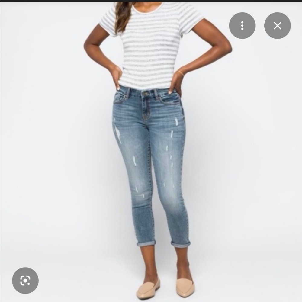 Studio Blue Kenova Mid rise 31 Denim Jeans Straight Cuffed Cotton And lyocell